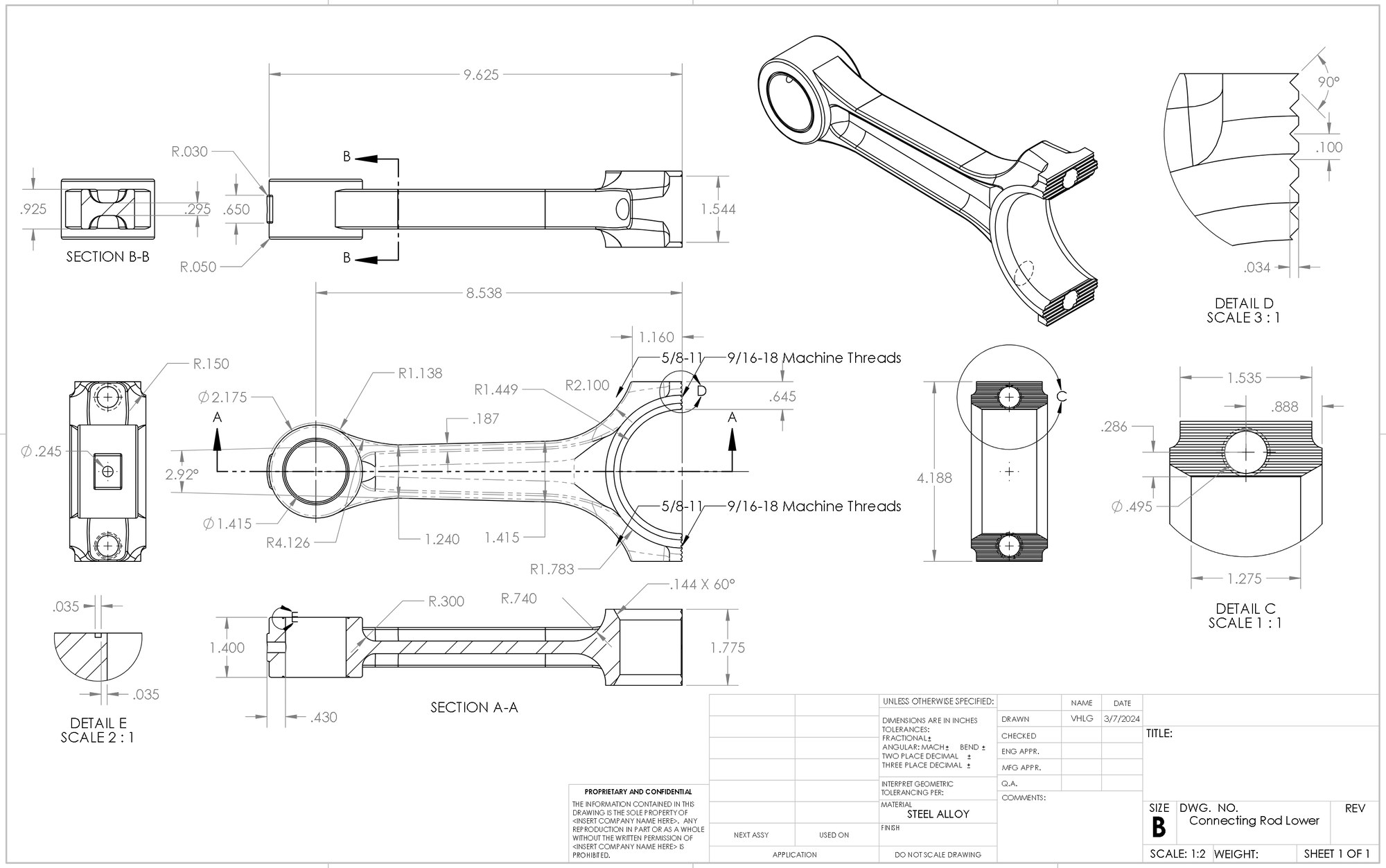 Connecting rod drawing.
